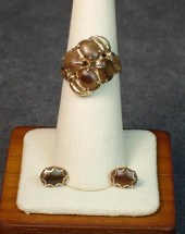 PETRIFIED WOOD AND GOLD RING A