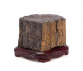 PETRIFIED WOOD SPECIMEN ON STA