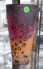 Petroglyph Art Glass Vase- 9''