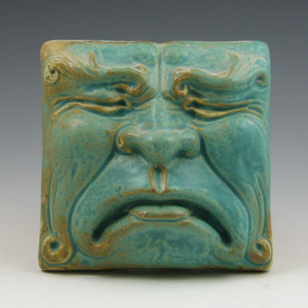 Pewabic tile in matte sea-green.