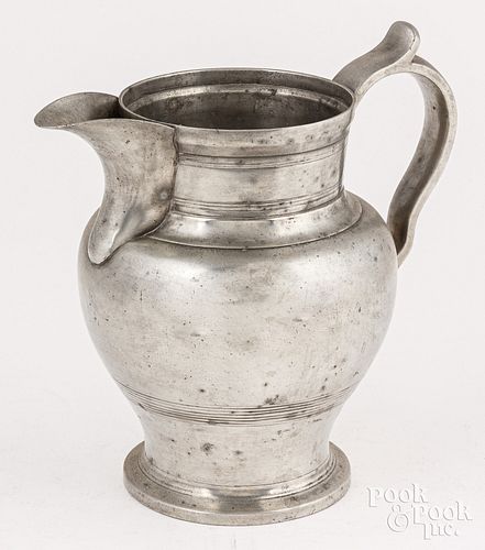 PEWTER ALE JUG, CA. 1850Ostrander &