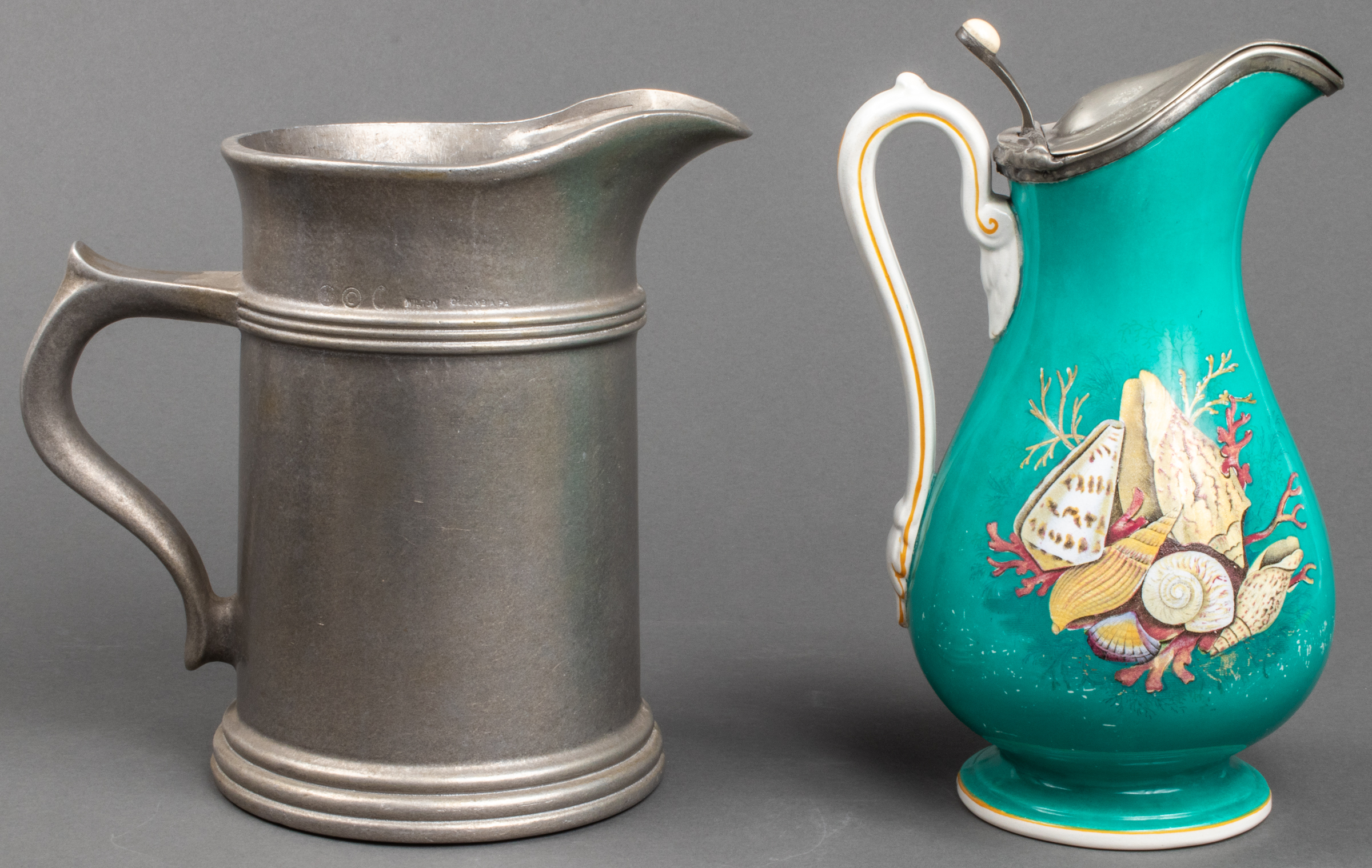 PEWTER AND PORCELAIN & SILVER PLATE