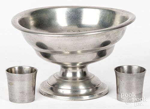 PEWTER BAPTISMAL BOWL, 19TH C.,