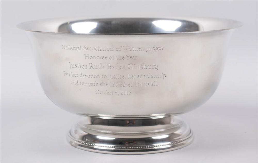 PEWTER BOWL PRESENTED TO JUSTICE