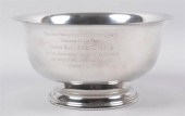 PEWTER BOWL PRESENTED TO JUSTI