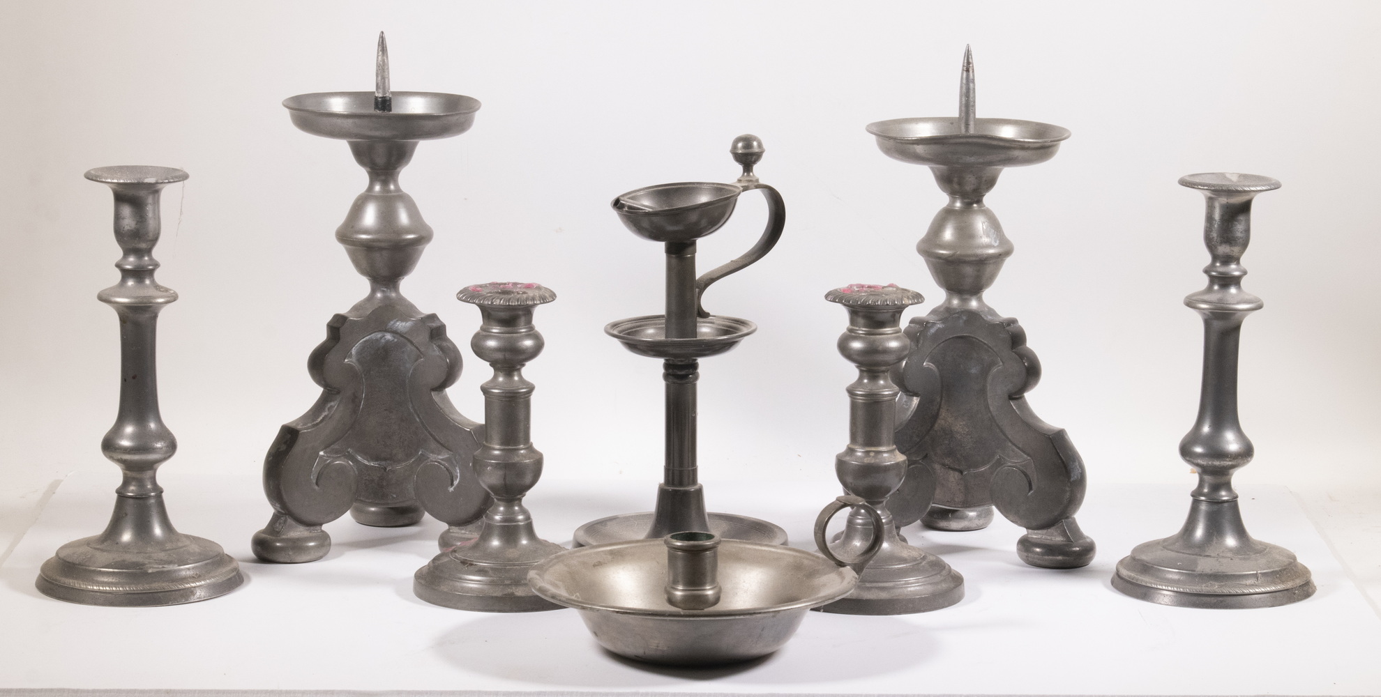 PEWTER CANDLES AND LANTERNS Lot