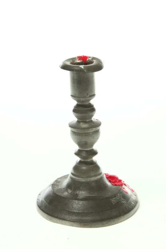 PEWTER CANDLESTICK.  Touch mark for