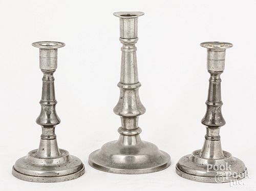 PEWTER CANDLESTICKSPair of