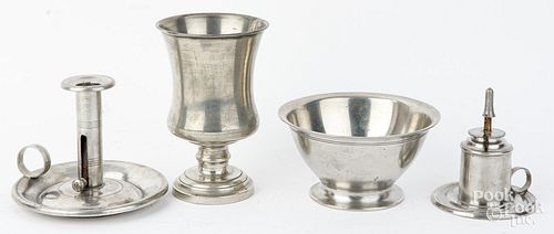 PEWTER CHALICE, 19TH C., ETC.Pewter