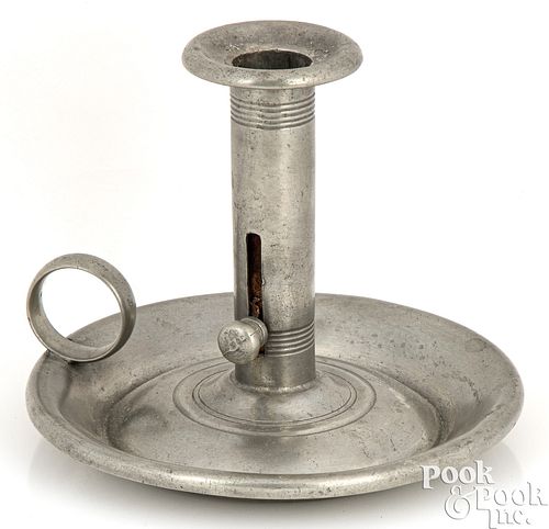 PEWTER CHAMBERSTICK BY LEWIS