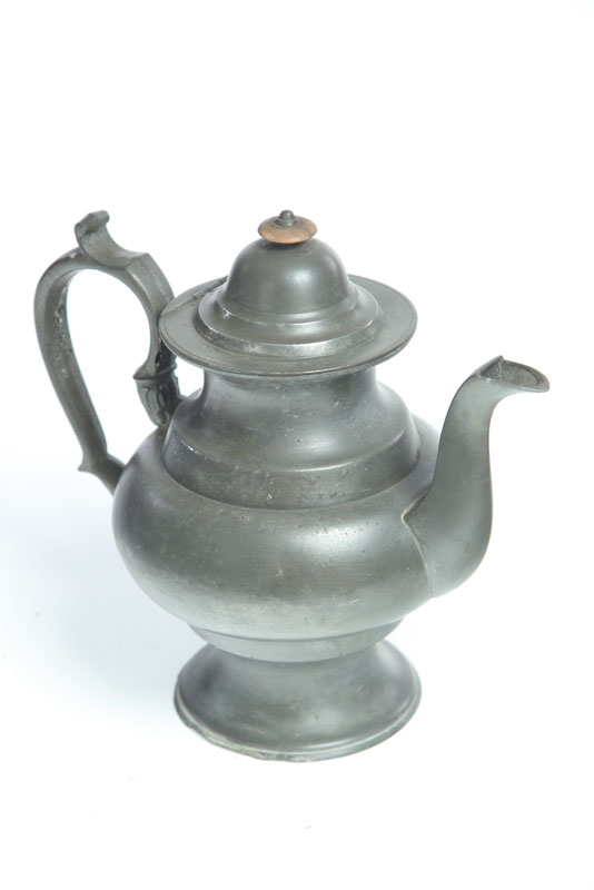 PEWTER COFFEE POT.  Marked for