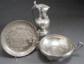 PEWTER COVERED PITCHER, TWO HA