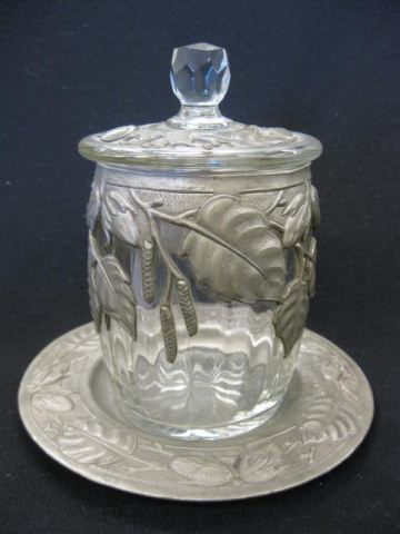 Pewter & Crystal Jar overlay floral