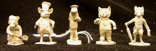 PEWTER: Five pewter figurines of