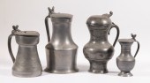 PEWTER FLAGONS Group of (4) 19