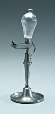 Pewter fluid lamp, clear glass font