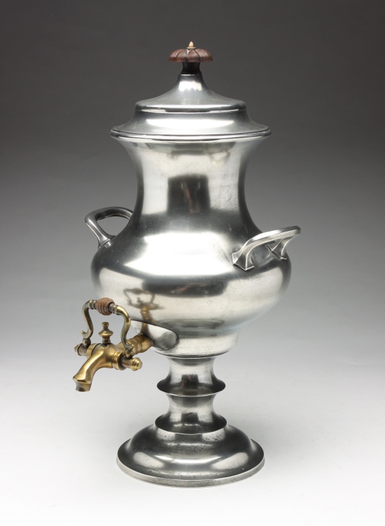 PEWTER HOT WATER URN BY ROSWELL