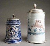 PEWTER MOUNTED FAIENCE STEIN A