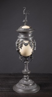 PEWTER MOUNTED OSTRICH EGG COV