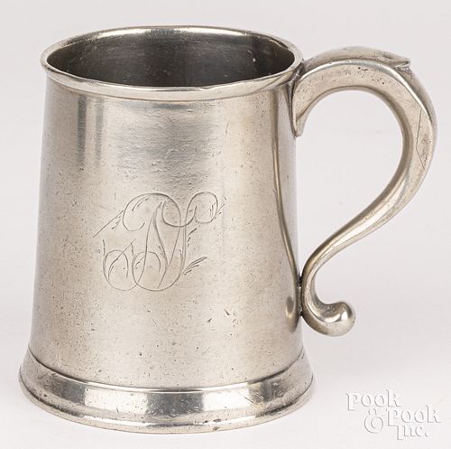PEWTER PINT MUG, 19TH C.Pewter pint