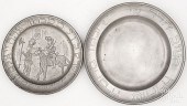 PEWTER PURIM PLATE AND MEMORIA