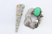 PEWTER SHELL PIN AND PEWTER PE