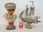 PEWTER SHIP DECANTER & GERMAN