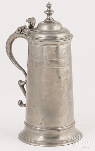 PEWTER SPIRE FLAGON, 18TH C.Henry