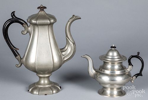 PEWTER TEAPOT AND COFFEE