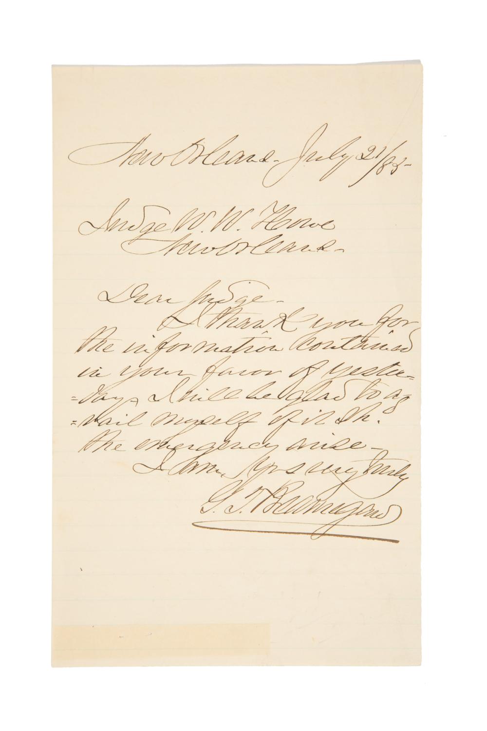 P.G.T. BEAUREGARD AUTOGRAPH