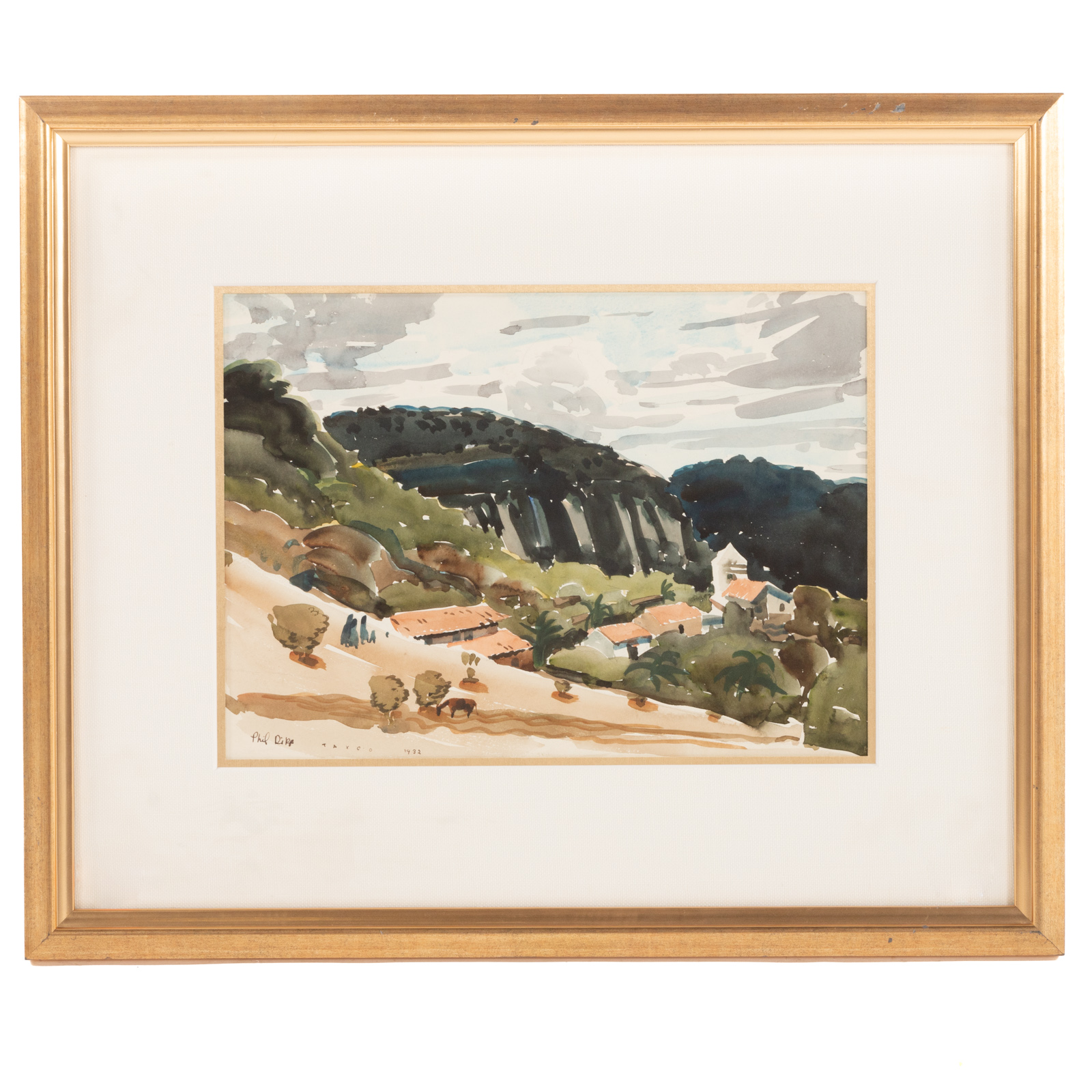 PHIL DIKE. "TAXCO," WATERCOLOR