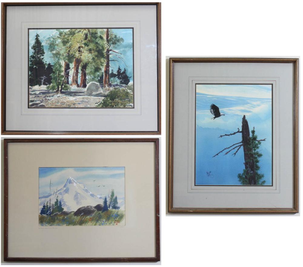 PHIL TYLER THREE WATERCOLORS ON