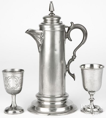 PHILADELPHIA PEWTER FLAGON AND