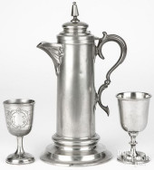 PHILADELPHIA PEWTER FLAGON AND