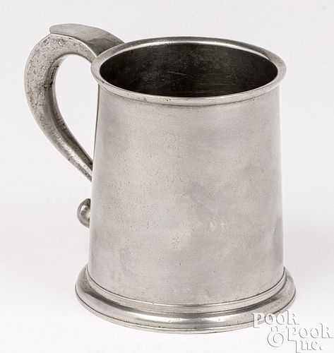 PHILADELPHIA PEWTER PINT MUG, CA.