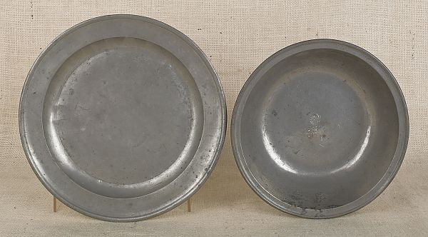 Philadelphia pewter plate and basin
