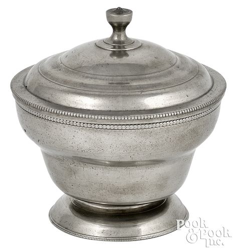 PHILADELPHIA PEWTER SUGAR BOWL, CA.