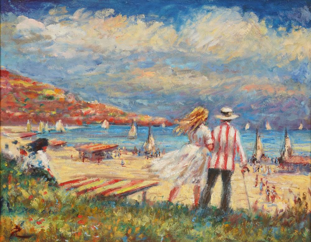 PHILIP CORLEY 'BEACH DAY' OIL ON
