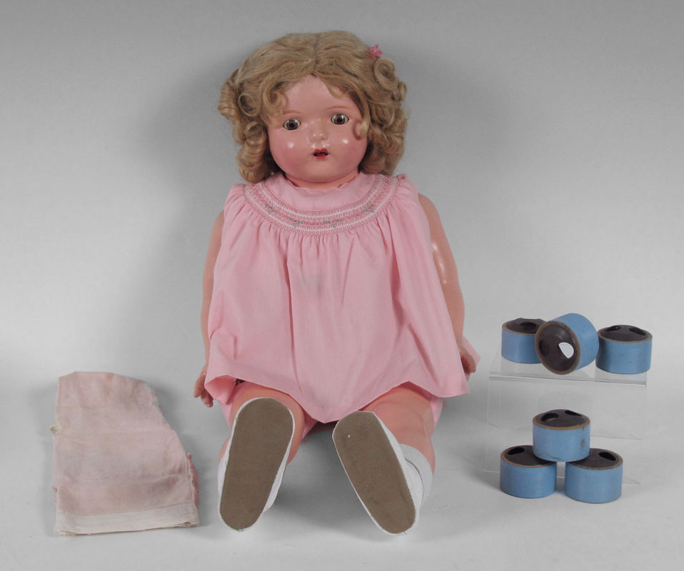 PHONODOLL RECORD PLAYING DOLL AND 6