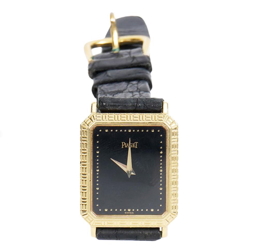 PIAGET QUARTZ 18K YG BLACK DRESS