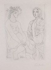 PICASSO "FEMME ASSISE AU CHAPE
