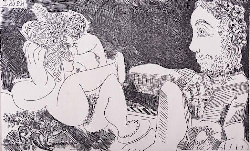 PICASSO "ODALISQUE EN PANTOUFLES AU