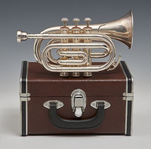 PICCOLO TRUMPET WITH CASE, SIGNED