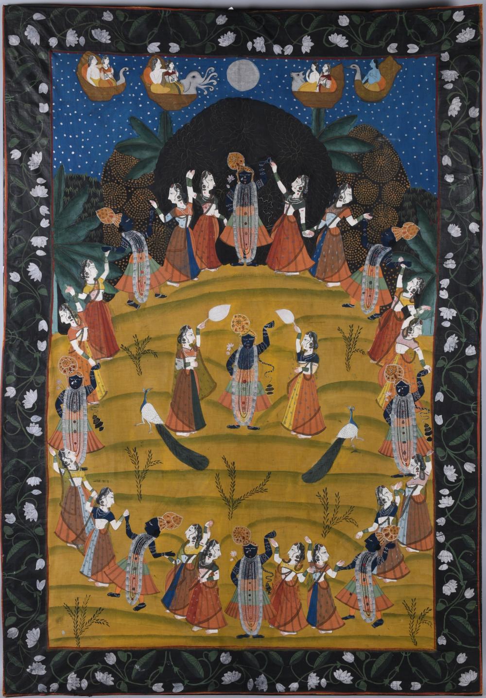 PICHWAI RASA DANCE, WATERCOLOR ON