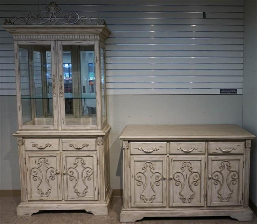 PICKLED PINE CHINA CABINET AND