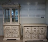 PICKLED PINE CHINA CABINET AND
