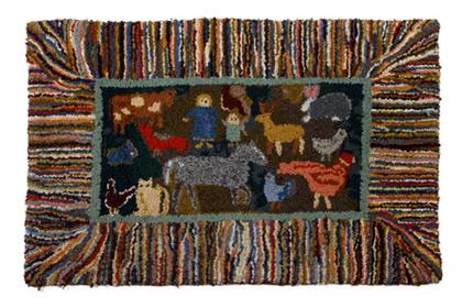 Pictorial hooked rug    20th