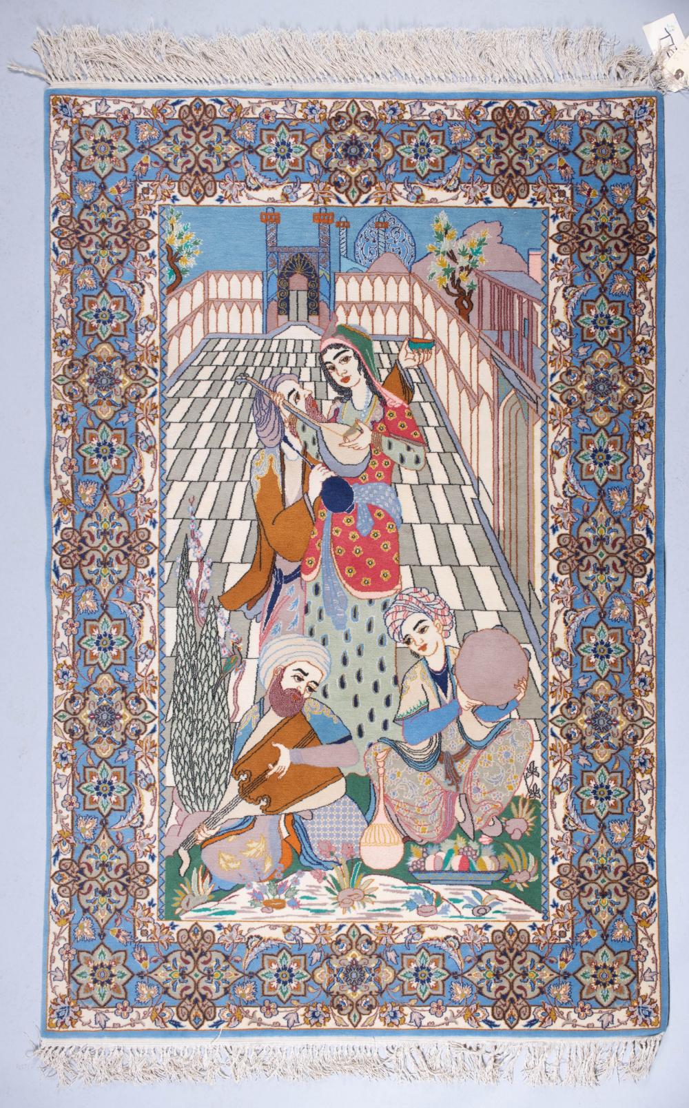 PICTORIAL ISPHAHAN HAND KNOTTED