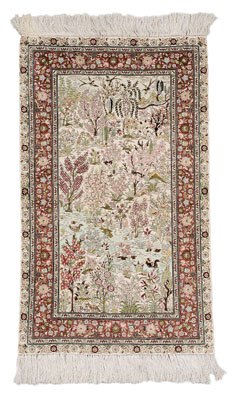 Pictorial Silk Rug detailed pond