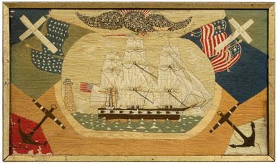 Pictorial woolwork, picture, oval